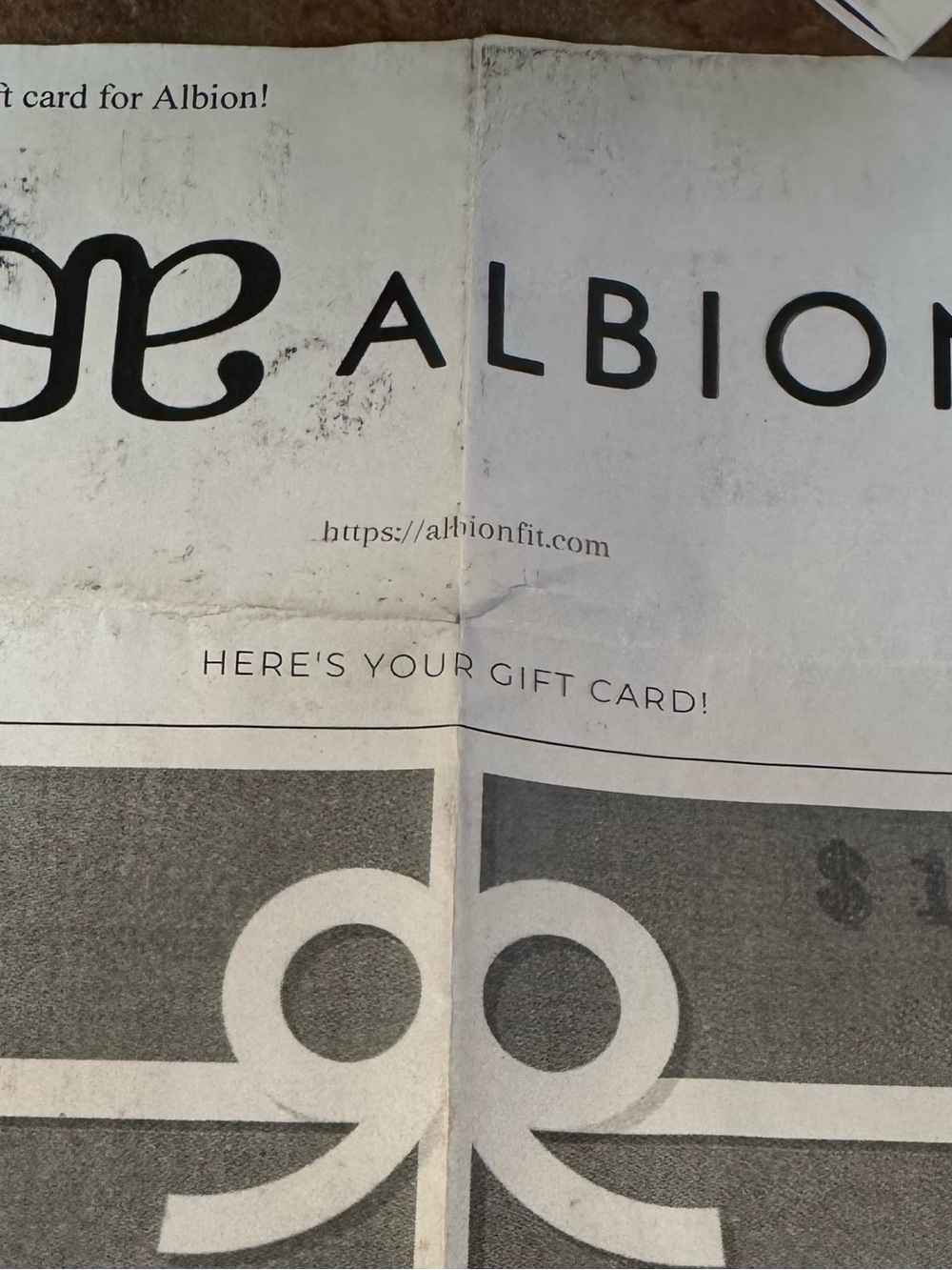Albion Gift Card - $100 haven’t used